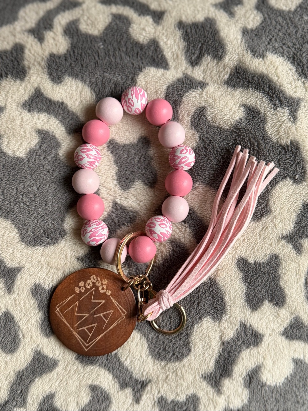 Beaded Pink Tassel Keychain Wristlet